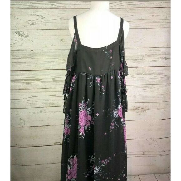 Free People Tied To You Dress Floral Cold Shoulder Midnight Combo S - Picture 6 of 7